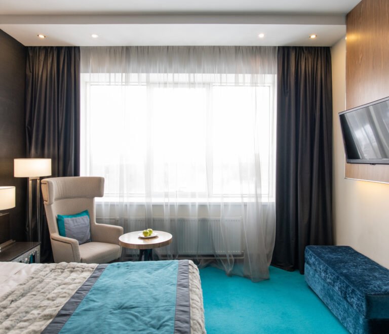 Bedroom inside modern luxurious hotel