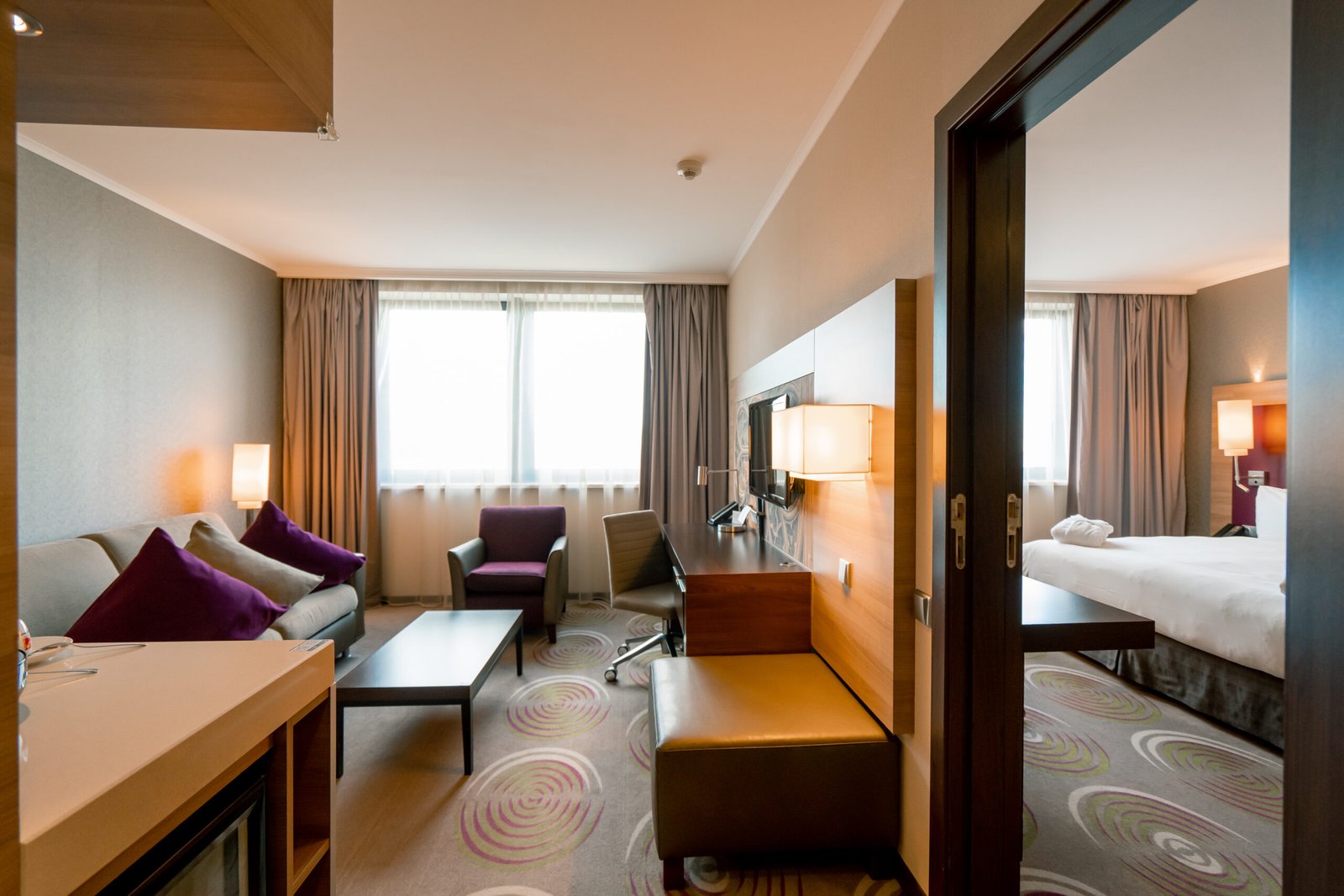 interior of a luxury hotel room after cleaning housekeeping bedroom rest room concept cleanliness and hospitality travel rest